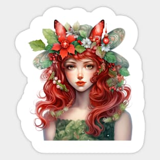 Fairy Christmas Girl Portrait Sticker